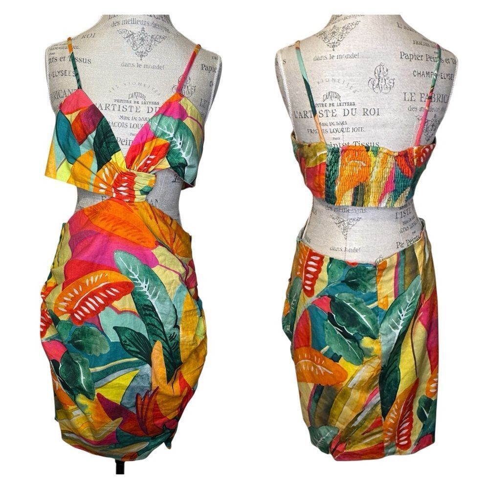 Zara Tropical Backless Two-Piece Dress in Multicolor